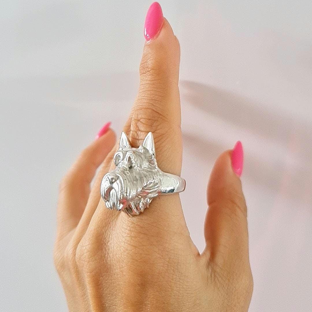 Scottish Terrier Ring: 925 Sterling Silver Scottie Dog Jewelry