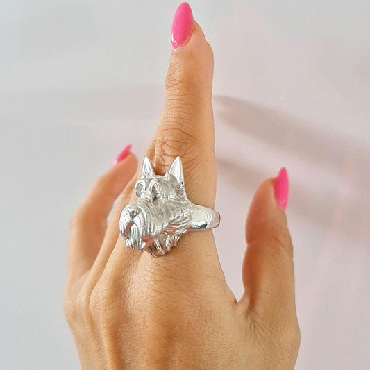 Scottish Terrier Ring: 925 Sterling Silver Scottie Dog Jewelry