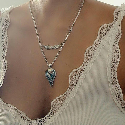 Sterling Silver Angel Wing Necklace: Crystal Guardian Angel Pendant