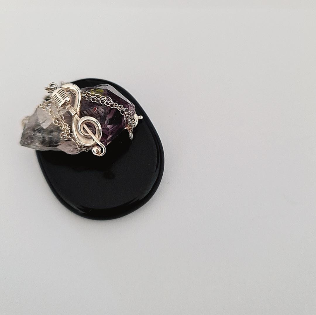 Delicate Music Note with a Microphone Necklace -925 Sterling Silver Handcrafted - 45 CM Chain