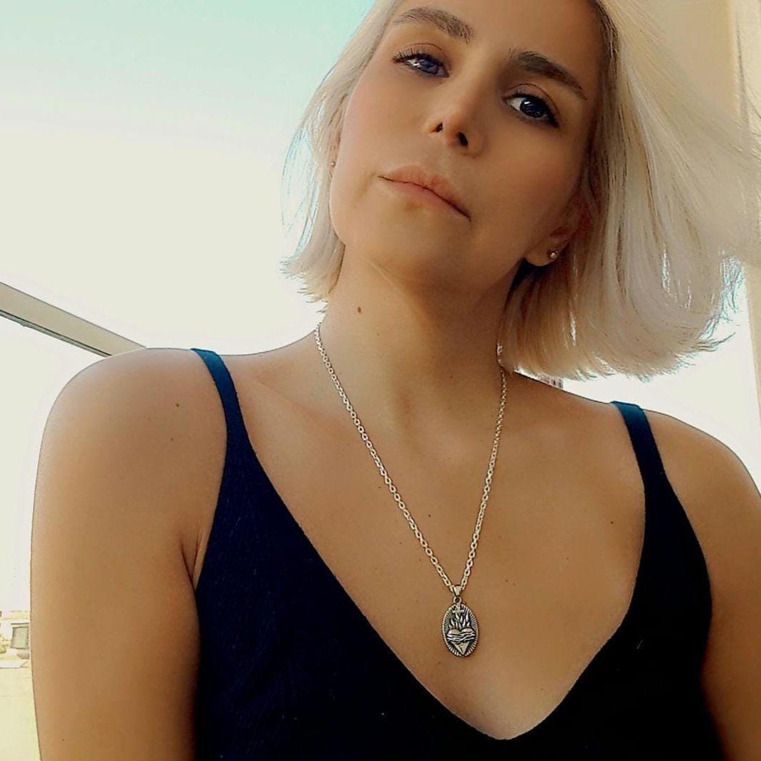 Sterling Silver Sacred Heart Pendant with Flames and Cross – Catholic Christian Necklace