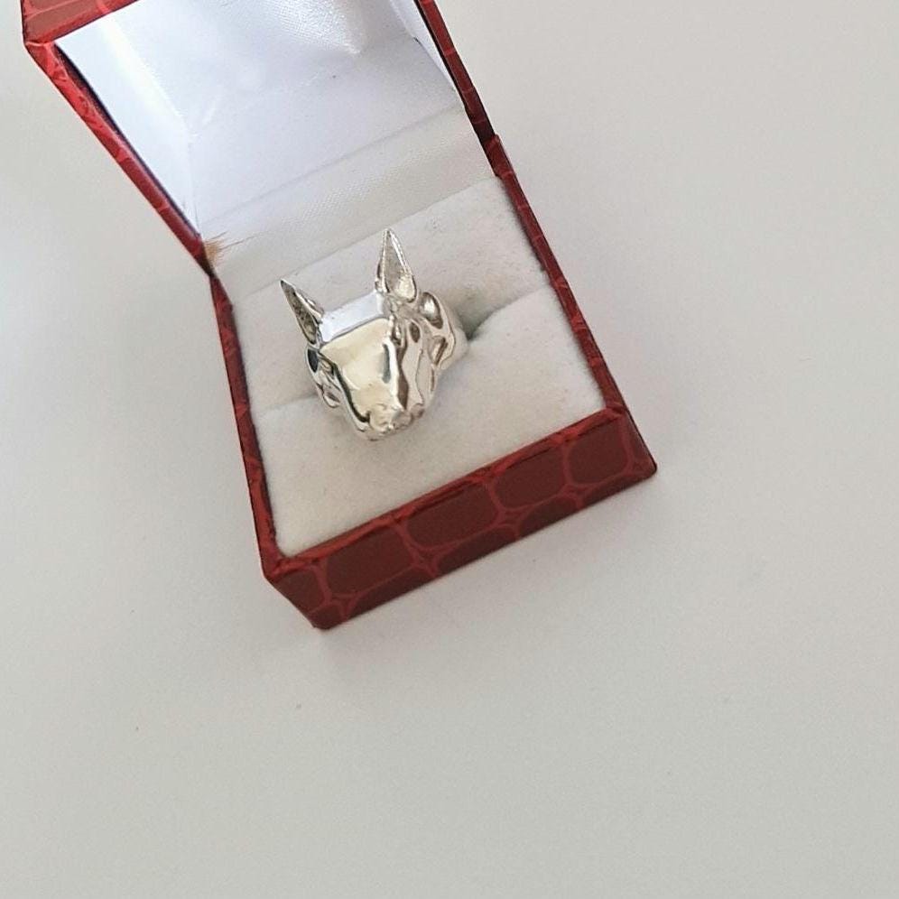 Handmade Sterling Silver Bull Terrier Ring: anatomically accurate
