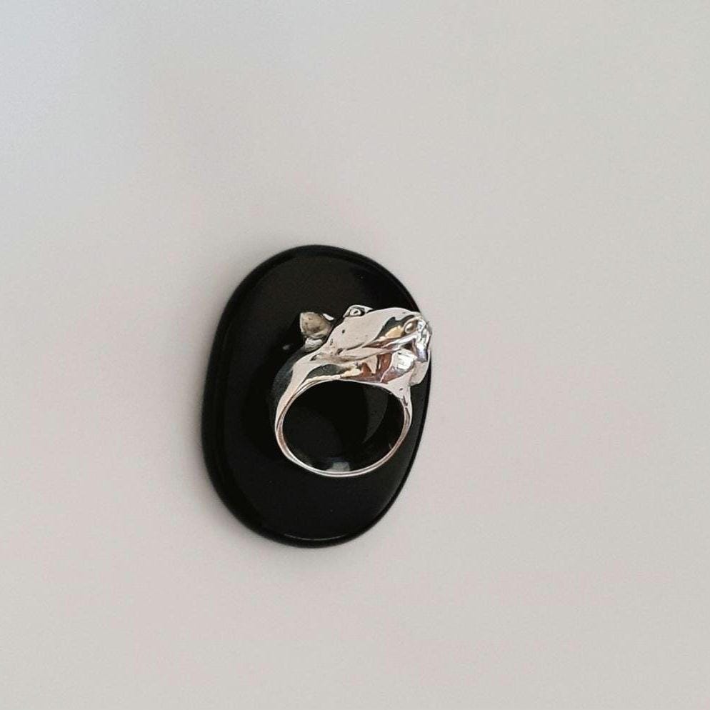 Handmade Sterling Silver Bull Terrier Ring: anatomically accurate