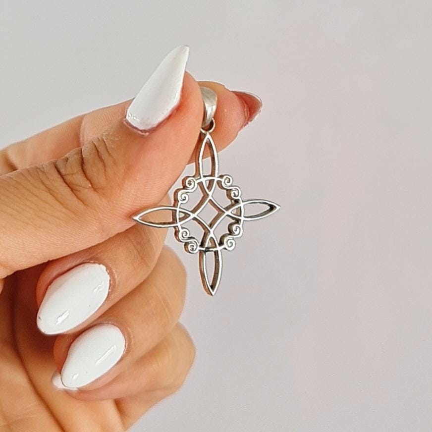 Sterling Silver Witch's Knot Pendant: Celtic Protection Charm