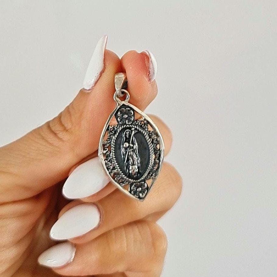 Santa Muerte with Scythe Pendant-Precious Symbol of Belief & Protection - Holy Death Sterling Silver