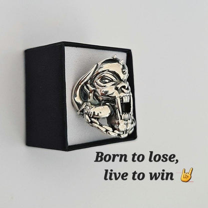 925 Silver War Pig Ring: Gothic Rockstar Jewelry