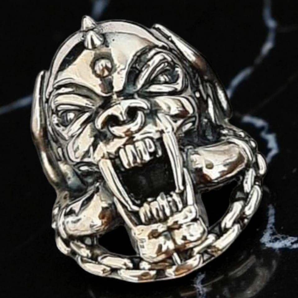 925 Silver War Pig Ring: Gothic Rockstar Jewelry