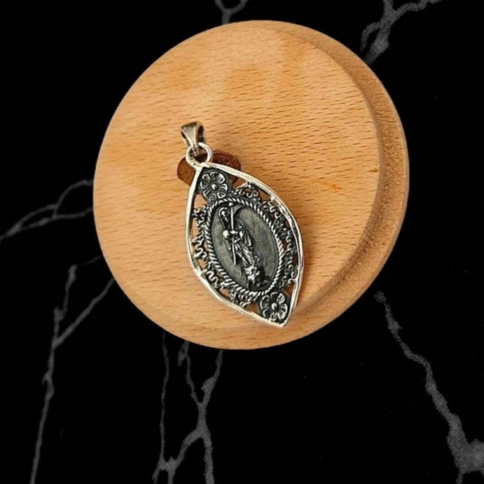 Santa Muerte with Scythe Pendant-Precious Symbol of Belief & Protection - Holy Death Sterling Silver