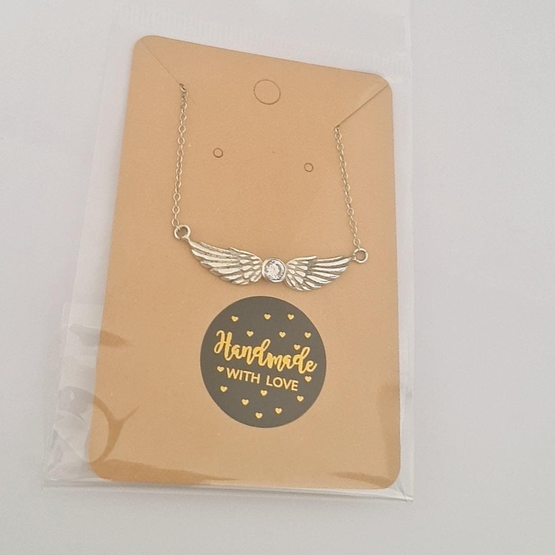 Sterling Silver Angel Wing Necklace: Crystal Guardian Angel Pendant