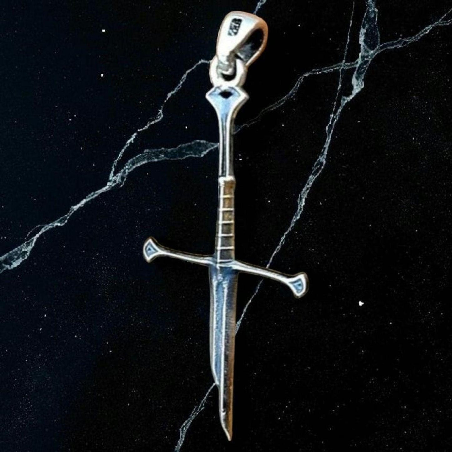 broken Sword Narsil Sword , Fantasy Elven  Gothic - Medieval jewelry Cosplay lover broken Cross 925 Sterling Silver