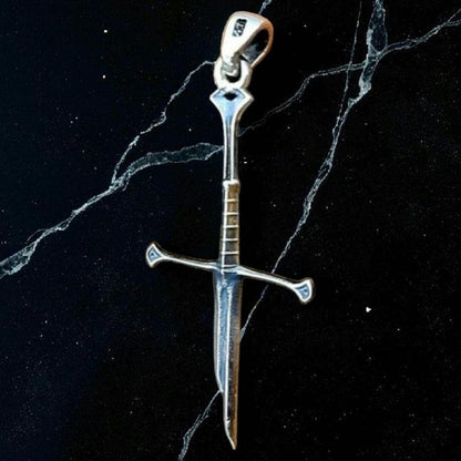 broken Sword Narsil Sword , Fantasy Elven  Gothic - Medieval jewelry Cosplay lover broken Cross 925 Sterling Silver