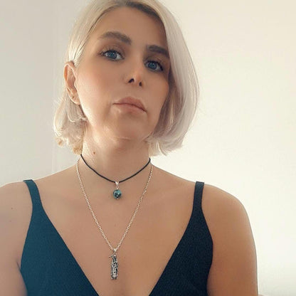 925 Silver Santa Muerte Scythe Necklace: Gothic Grim Reaper Pendant