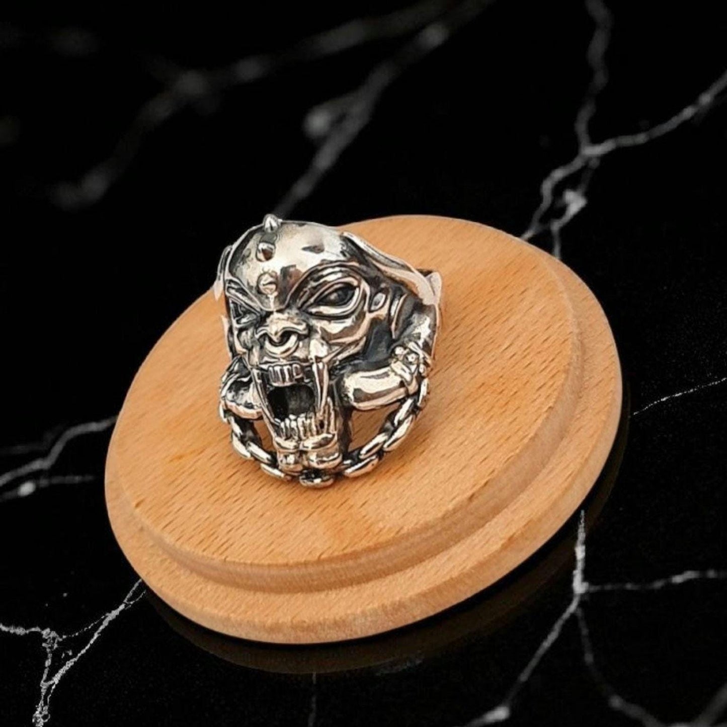 925 Silver War Pig Ring: Gothic Rockstar Jewelry