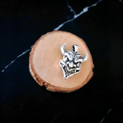 Pranja Ghost face Japanese Oni Mask Pendant , Japanese Horned Demon