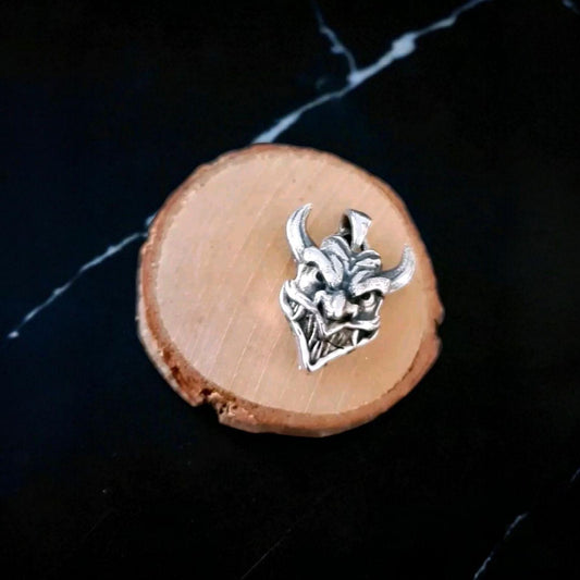 Pranja Ghost face Japanese Oni Mask Pendant , Japanese Horned Demon