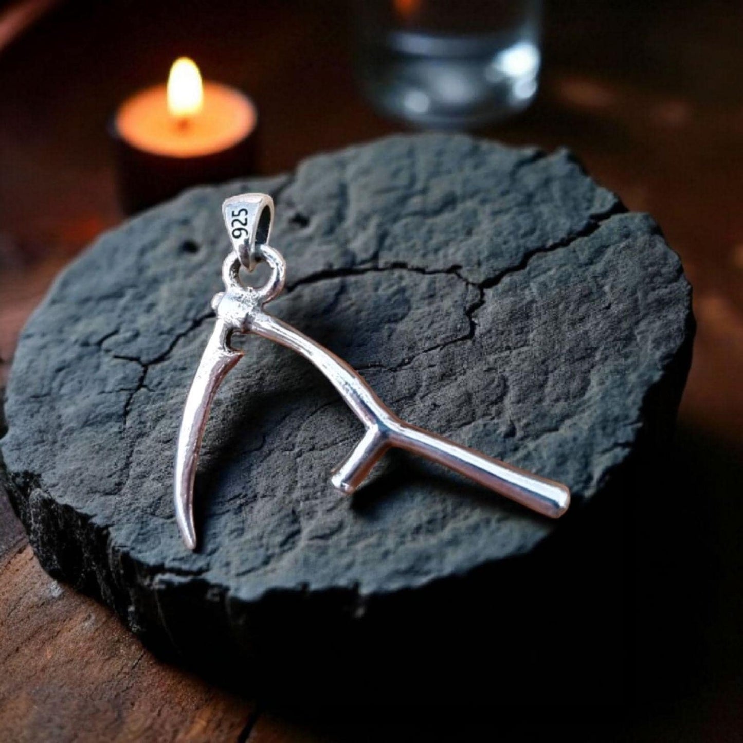 Grim Reaper Scythe Sterling Silver Pendant: Gothic Handmade Jewelry