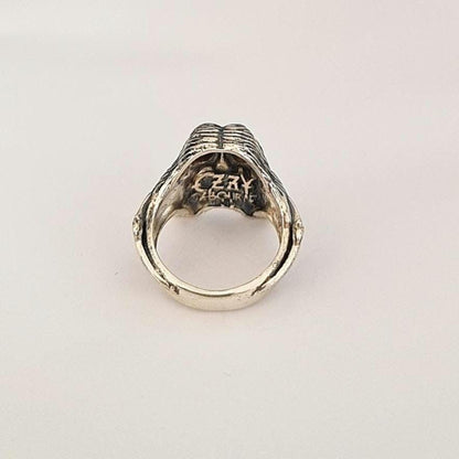 Sterling Silver "Prince of Darkness" Skull Ring Amethyst Sunglasses, Bat Wing Band -