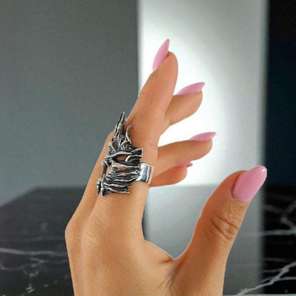 Sterling Silver Lich King Helmet Ring - Warcraft Inspired