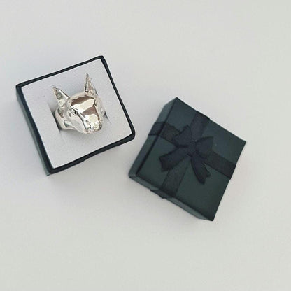 Handmade Sterling Silver Bull Terrier Ring: anatomically accurate