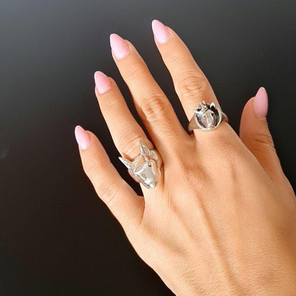 Handmade Sterling Silver Bull Terrier Ring: anatomically accurate