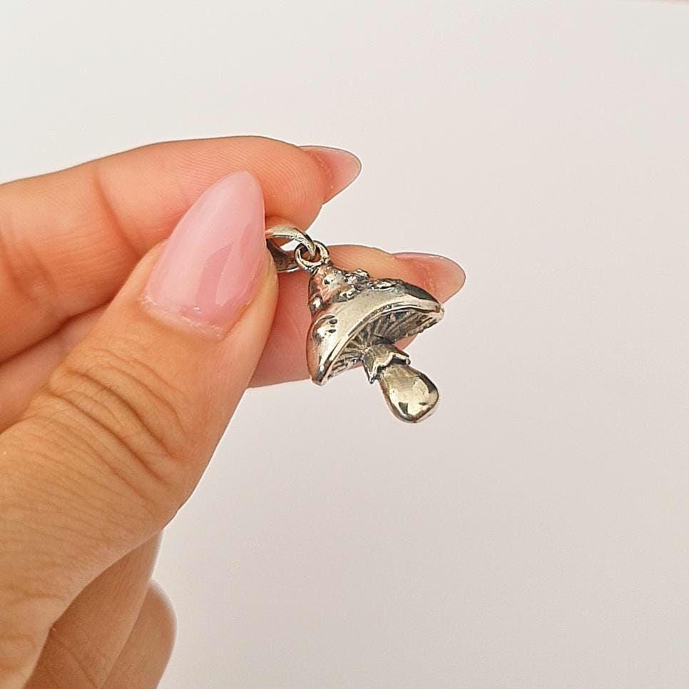 Sterling Silver Mushroom Pendant | Handmade Toadstool Jewelry | Boho Nature Charm