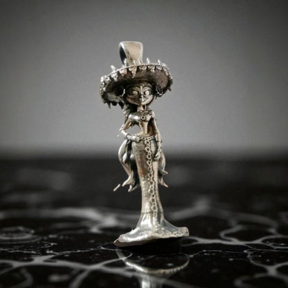 La Muerte Figurine Pendant: Handmade 925 Silver Cartoon character Jewelry