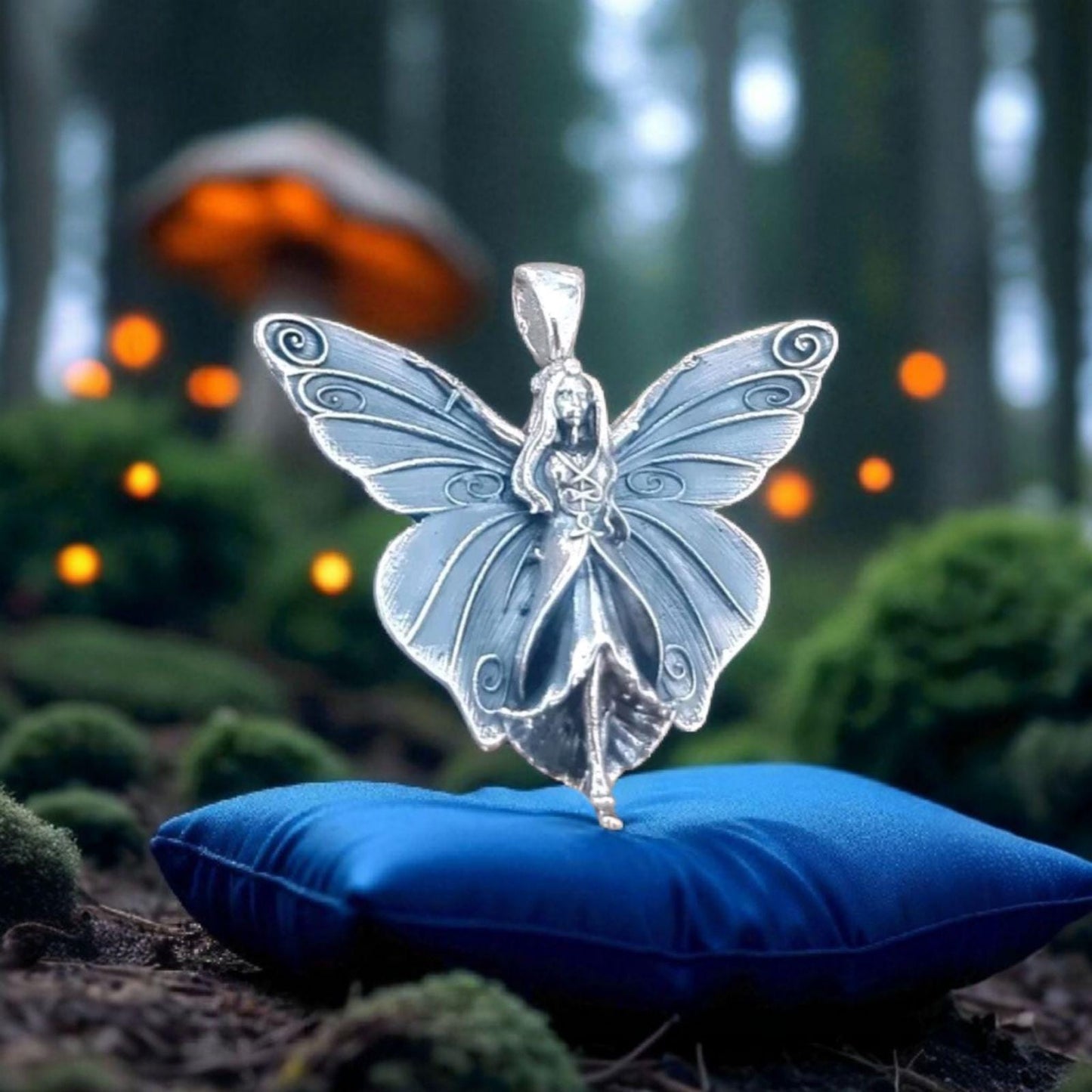 Dainty Fairy Pendant –  Fantasy Winged Faerie Princess Charm Necklace,Sterling Silver