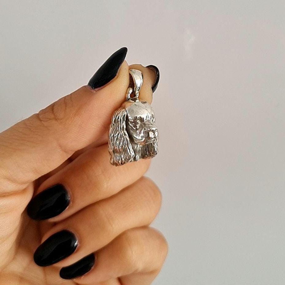 English Toy Spaniel Pendant: 925 Sterling Silver Dog Lover Jewelry