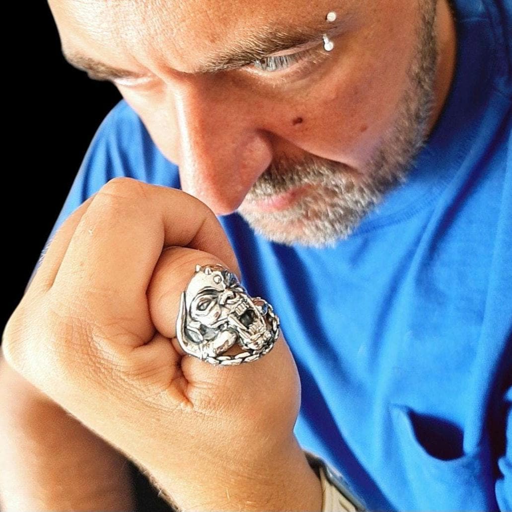 925 Silver War Pig Ring: Gothic Rockstar Jewelry