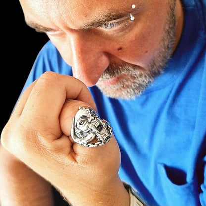 925 Silver War Pig Ring: Gothic Rockstar Jewelry