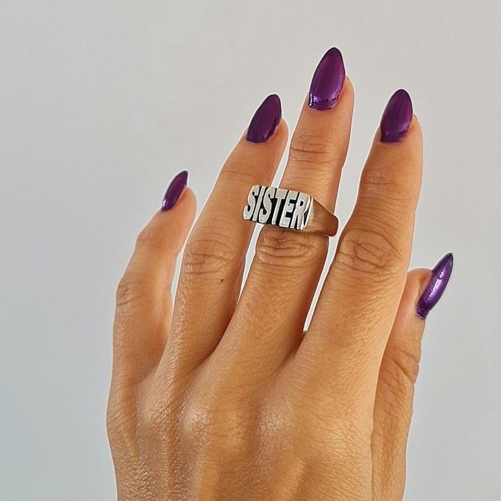 Sterling Silver Sister Ring: Friendship Jewelry BFFS ring meaningful message about sisterhood