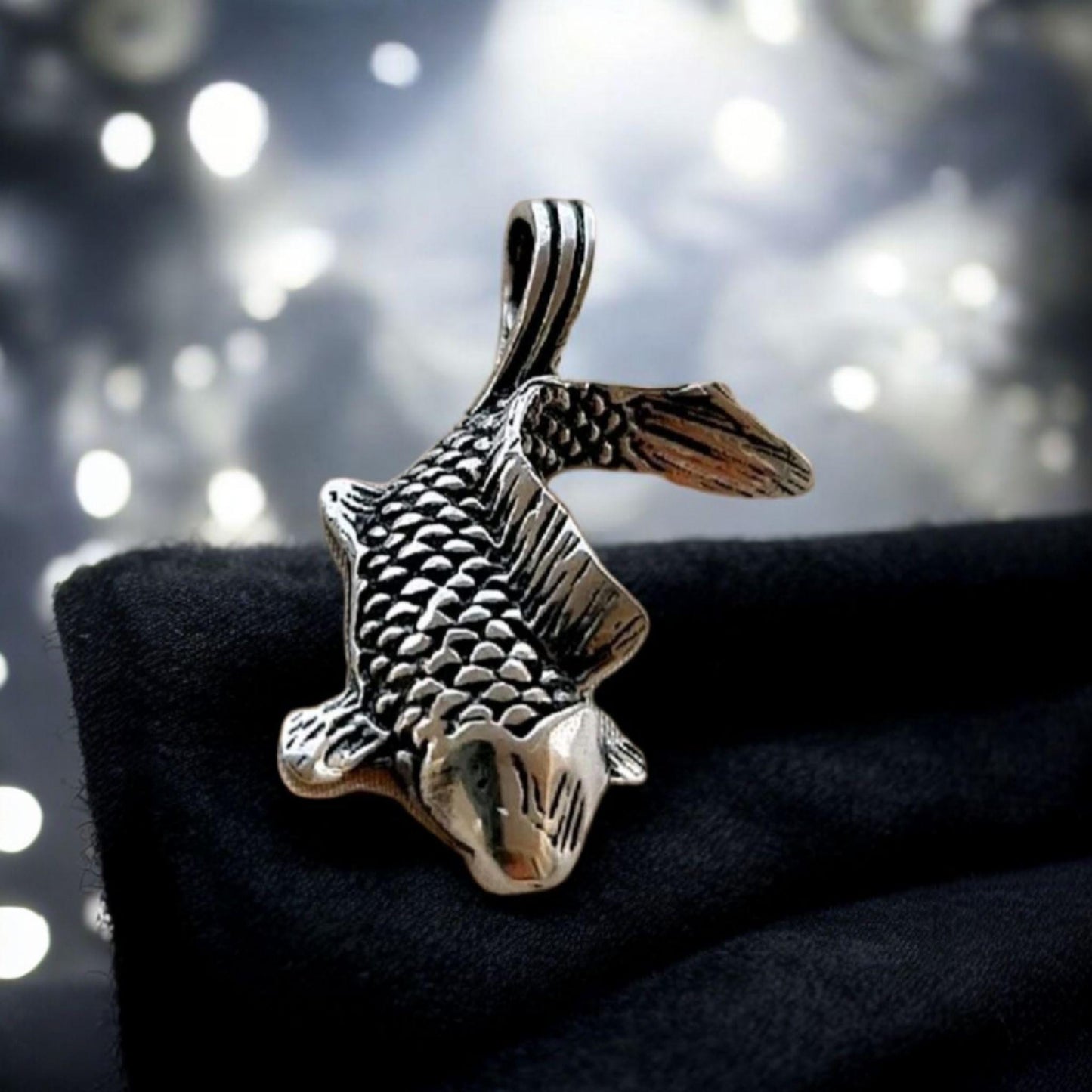 Koi Fish Pendant: Lucky Japanese Necklace Handmade Sterling Silver
