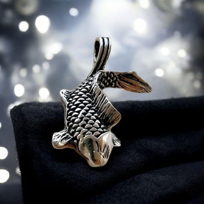 Koi Fish Pendant: Lucky Japanese Necklace Handmade Sterling Silver