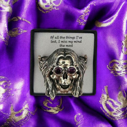 Sterling Silver Skull Ring: Amethyst Sunglasses, Bat Wing Band - Gothic  Jewelry  - LIMITED EDITION