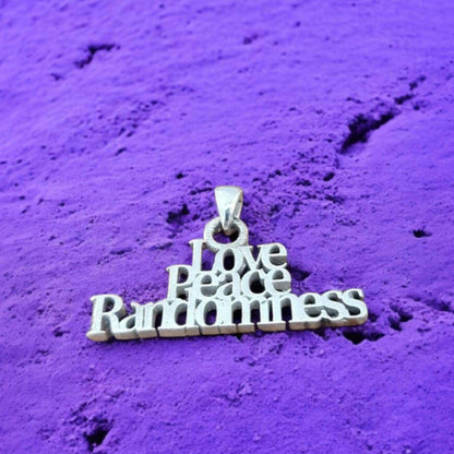 Love Peace Randomness Pendant - Sterling Silver Spiritual Necklace