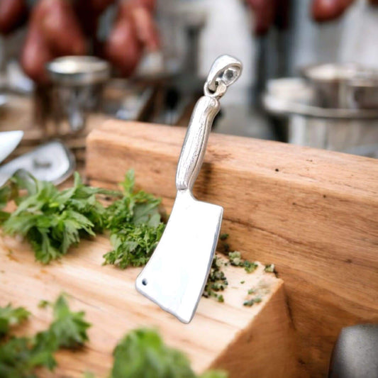 Sterling Silver Cleaver Pendant - Butcher Knife Necklace