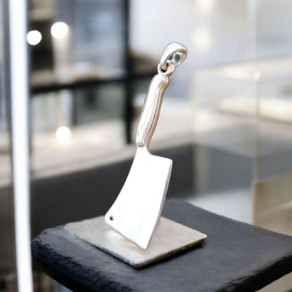 Sterling Silver Cleaver Pendant - Butcher Knife Necklace