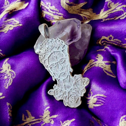 Statement Frida Kahlo Pendant: 925 Sterling Silver Artistic Necklace