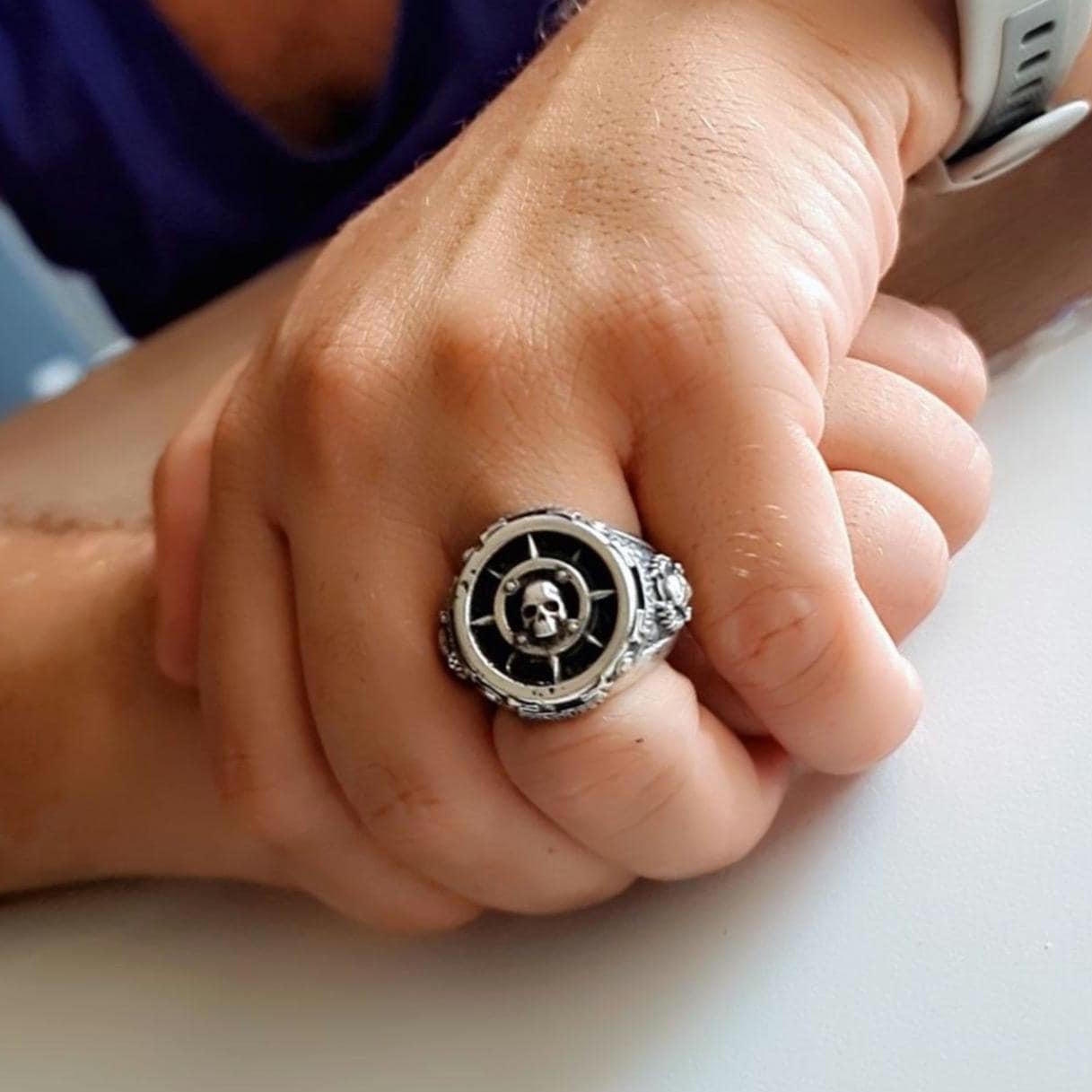 Nautical Pirate Ring - Discover Adventure ,Style with our Punk-Inspired  Signet Ring  925 Sterling silver