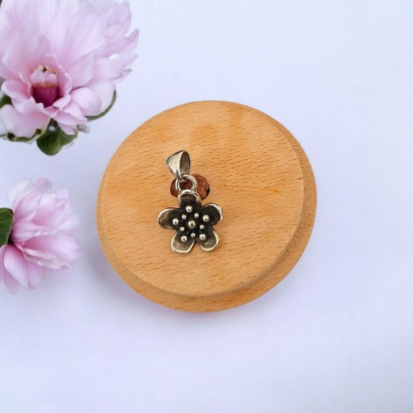 Sterling Silver Flower Pendant: Vintage Floral Charm  five-petal blossom