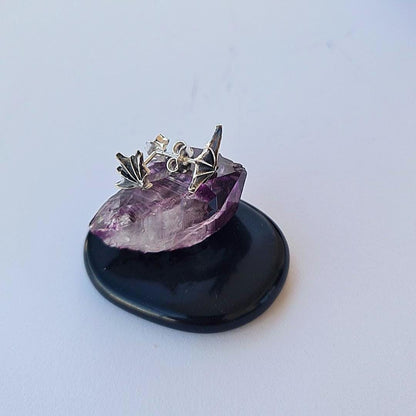 Sterling Silver Bat Wing Stud Earrings - Gothic Jewelry