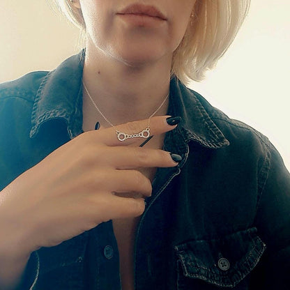 Delicate Handcuff Necklace – Sterling Silver  45cm Chain
