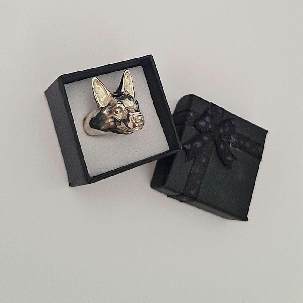 Sterling Silver German Shepherd Ring: Animal Jewelry immaculate details