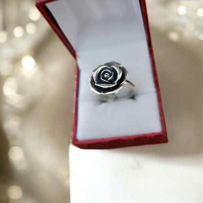 Sterling Silver Rose Ring: Floral Statement Jewelry