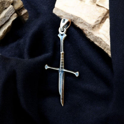 broken Sword Narsil Sword , Fantasy Elven  Gothic - Medieval jewelry Cosplay lover broken Cross 925 Sterling Silver