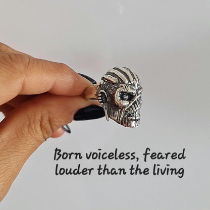 Eddie Mayan Warrior Skull Ring -solid -Unique design-Rock  Heavy metal sterling silver
