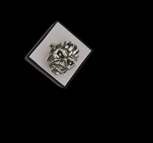 Eddie Mayan Warrior Skull Ring -solid -Unique design-Rock  Heavy metal sterling silver