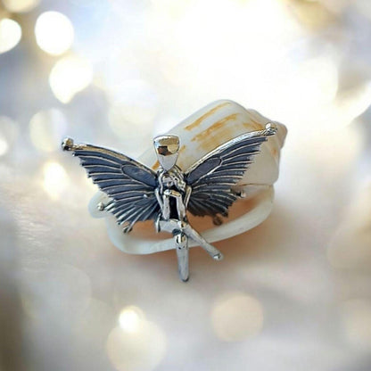 Statement Fairy  Pendant : Winged Fantasy Faerie princess Charm