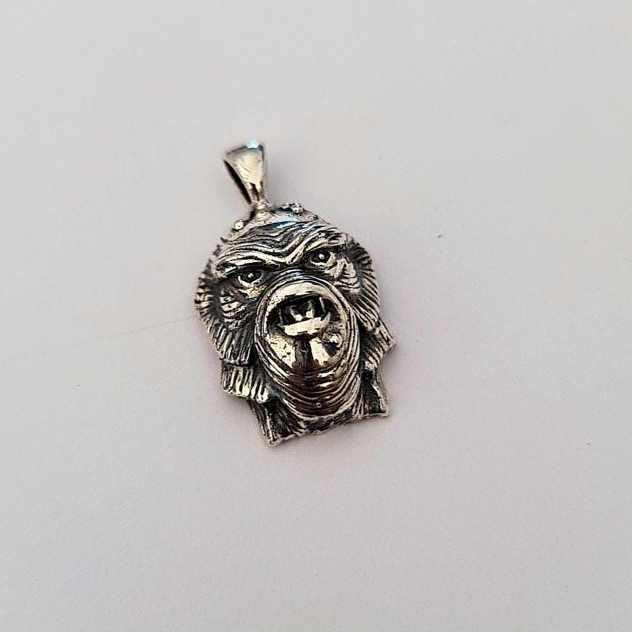 Creature from the Black Lagoon Pendant | Sterling Silver | Classic Monster Jewelry | Gothic Horror Necklace | Unique Sci-Fi Gift