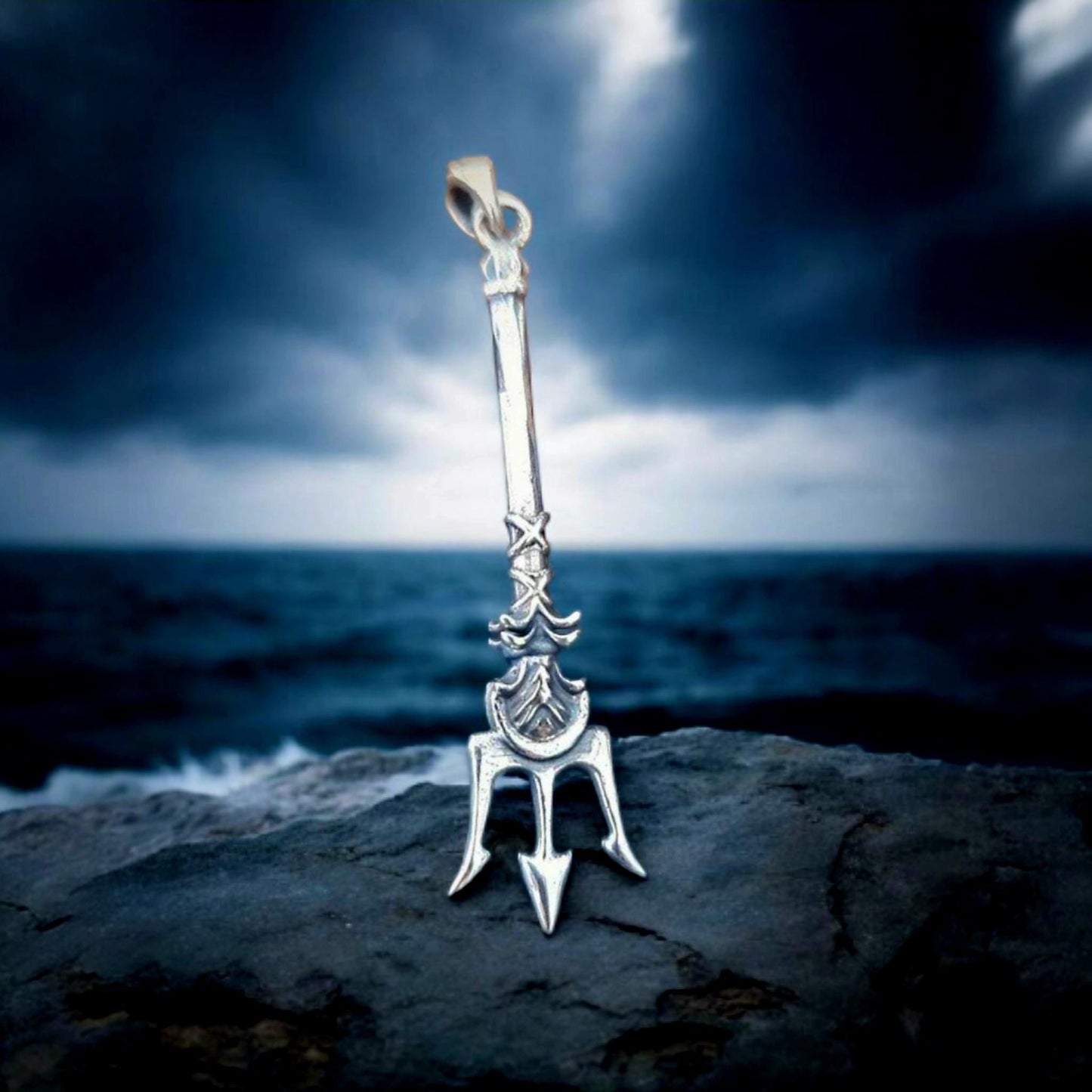 Poseidon's Trident 925 Silver Pendant- Poseidon's Weapon Harpoon - Mythical Design - Trident of Poseidon the Greek God of Sea